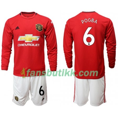 Fotballdrakt Manchester United Pogba 6 Barn Hjemmetrøye 2019-2020 Langermet